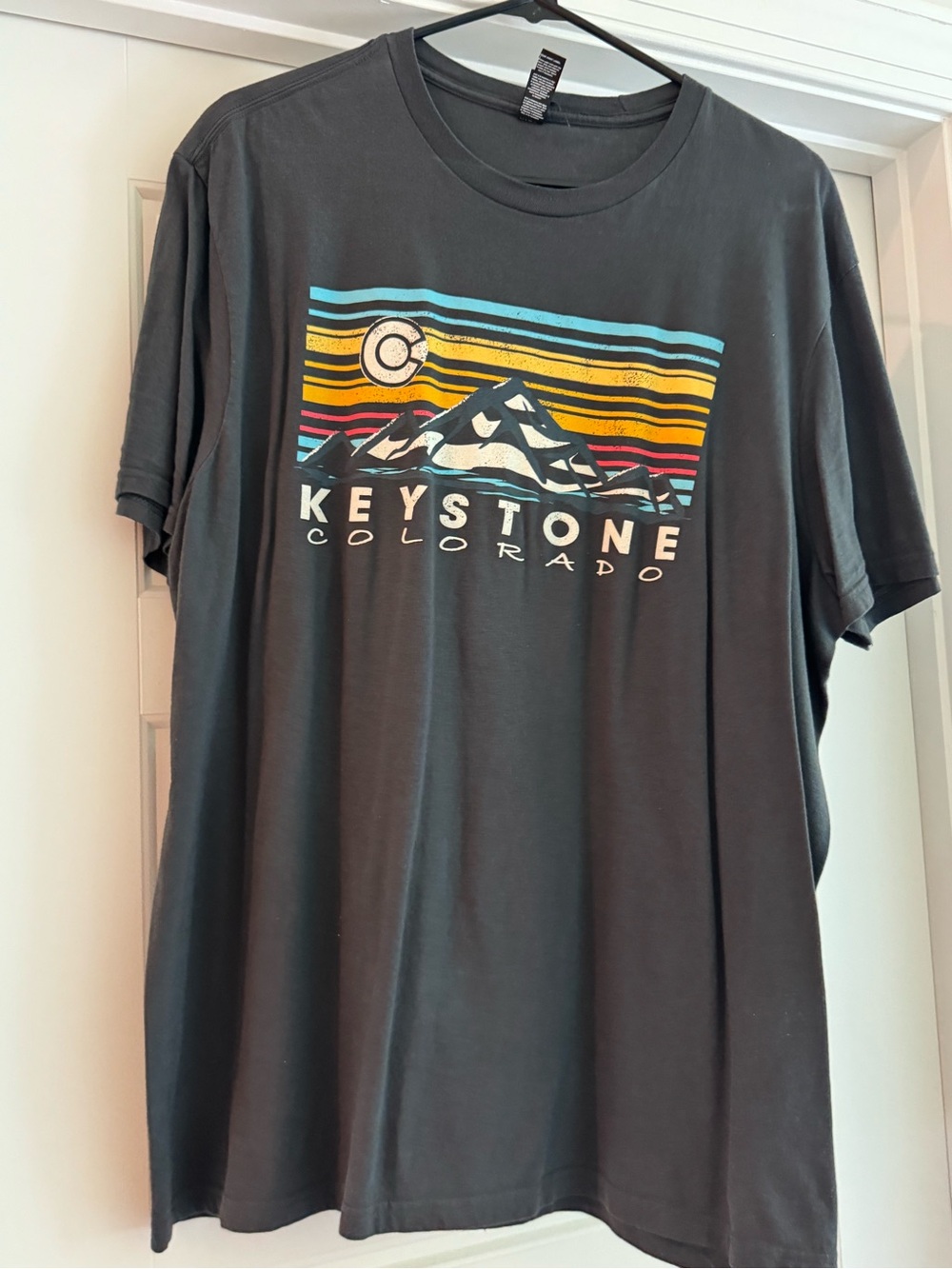 District Keystone Colorado Short Sleeve Tee - Charcoal with Multicolor Print